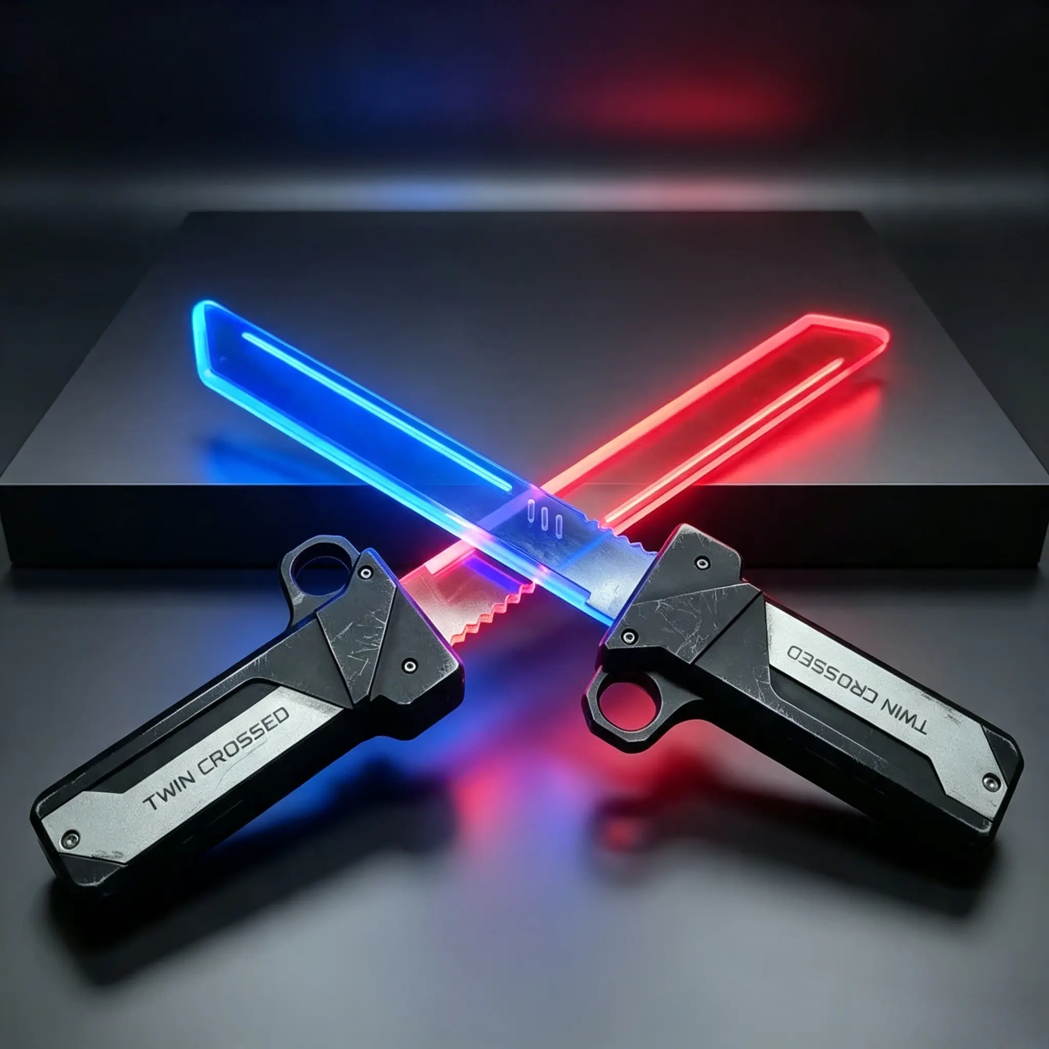 Dual-Blade Light Sword Toy Swords & Sabres, Reversible Hilt, 2-in-1 Red/Blue Lights, Swing-to-Extend & Plug-in Retract Function, Cosplay Prop & Collector’s Item, Toy Swords & Sabres Dual-Blade Light Sword