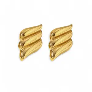 Stud Earrings Gold Color Stainless Steel Earrings for Sensitive Skin Luxury Minimalist Jewelry for Women Daily Accessories with Unique Wing Design