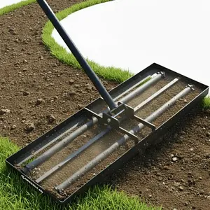 30" Heavy Duty Lawn Levelin Rake, 6.5FT Soil Leveler Tool, with 4 Spiked Wheels & Smooth Roller, Landscapin and Restoration Soil Sand Dirt Surfaces, for arden Yard Farm olf Course