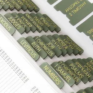 Sage Green Leather  Tabs, Large Print  Foil  Tabs for Women Men, 66  Book Tabs for Old and  Testament, Additional 9 Blank Tabs,  Chapter Tabs (Sage Green)