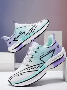 Men'S Lightweight Breathable Running Shoes Feature Carbon Fiber Insole Technology - Designed with a Purple And Teal Gradient, Equipped with MD Soles And EVA Insoles, Suitable for Outdoor Activities, Leisure