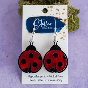 Ladybug Dangle Earrings
