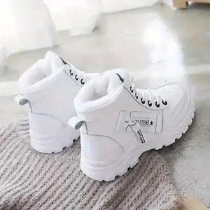 Women’s platform sneakers, casual lace-up plush-lined short boots, comfortable winter boots (plus sizes available)