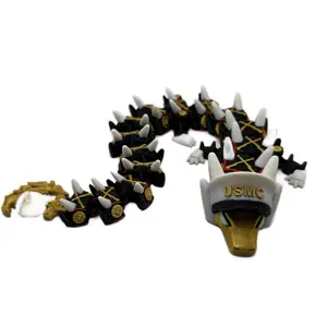 USMC Devil Dog Articulated Dragon Military Tribute Collectible with Detailed Features and USMC Emblem