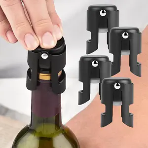 4 Pieces Stainless Steel Champagne Sealing Stopper, Reusable Champagne Preservative, Sealant, Suitable for Champagne, Cava, Prosecco and Sparkling Wine, The Best Champagne Accessories Gift