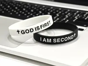 GOD IS FIRST BRACELET - Set of 2, I AM SECOND Motivational Message Religious Easter Gifts Springtok