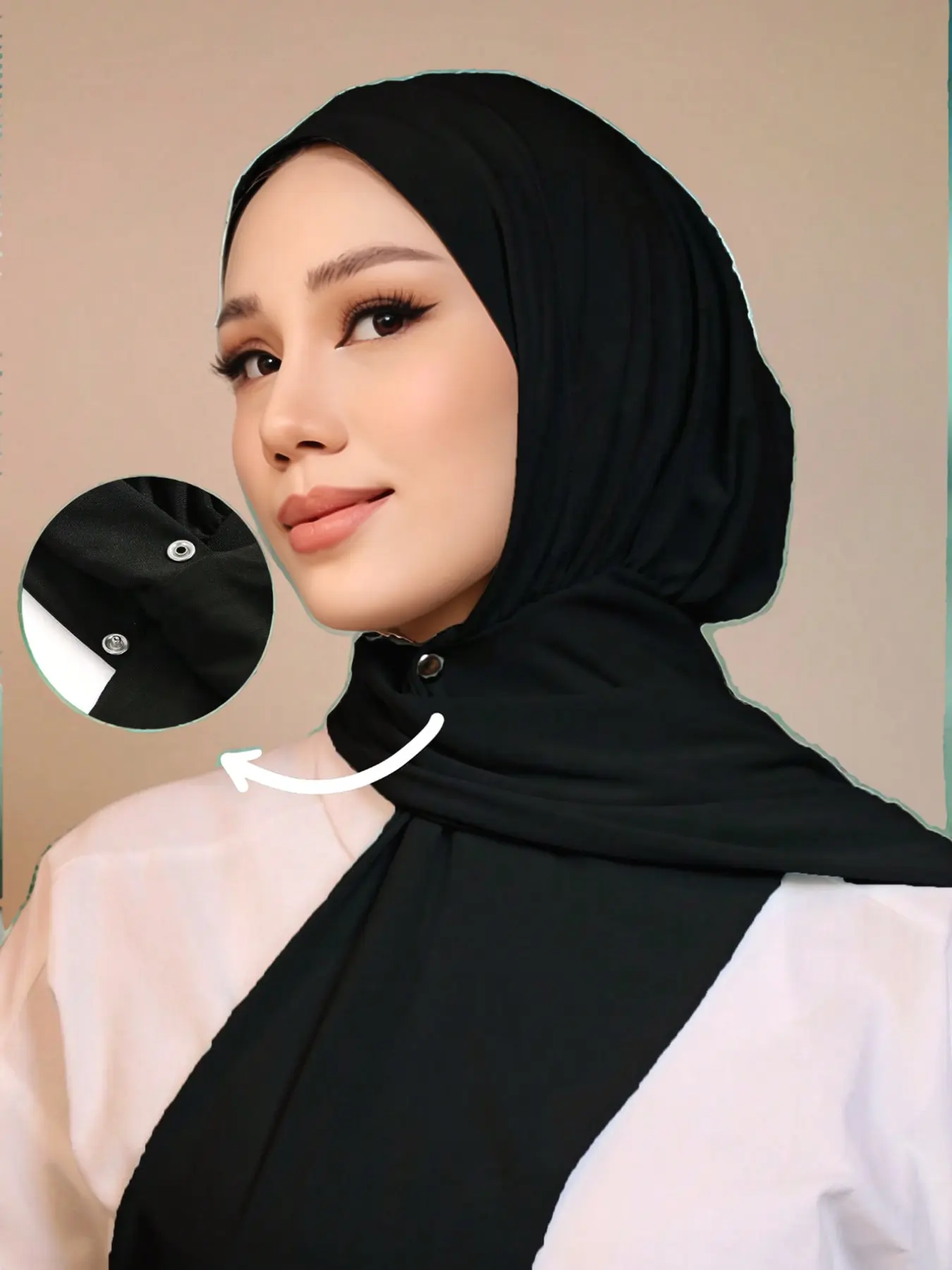 Instant Hijab Tudung for Women, Modest Hijab For Muslim, Elegant Woven Fabric, Button Fastened Design, All Season Wearable, Slip Resistant Style