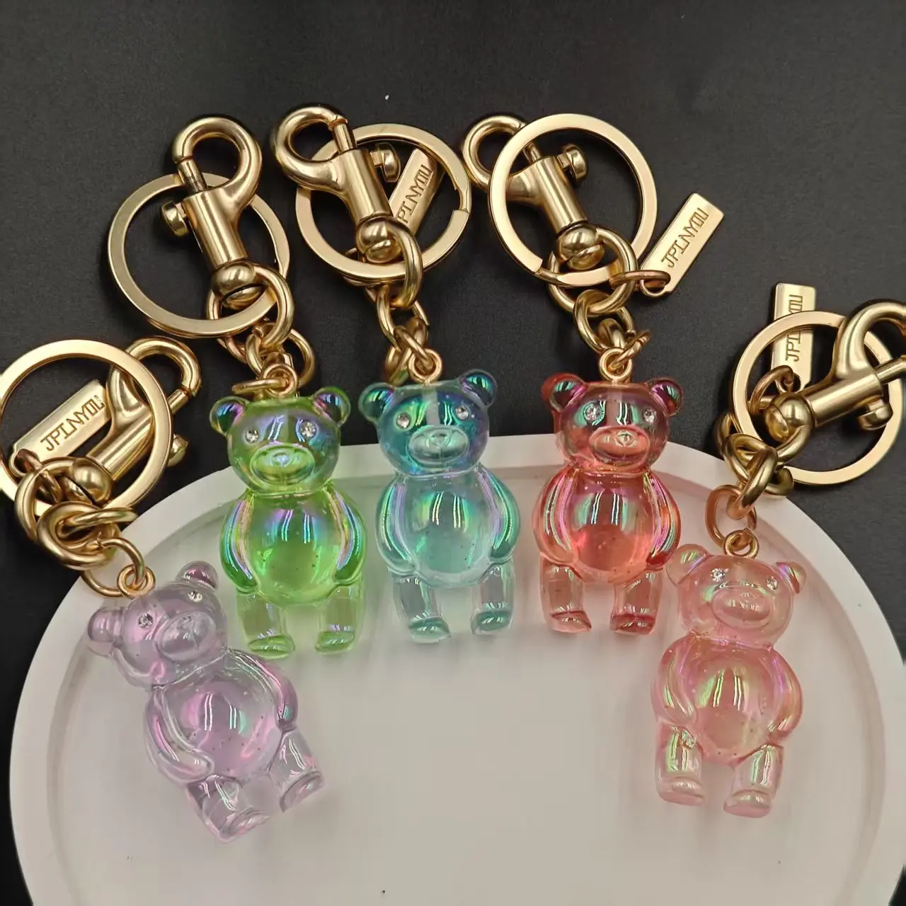 {Keychain} Cute Bear Keychain - Transparent Bear Bag Pendant Women's Bag Jewelry Colorful Bear Car Key Pendant