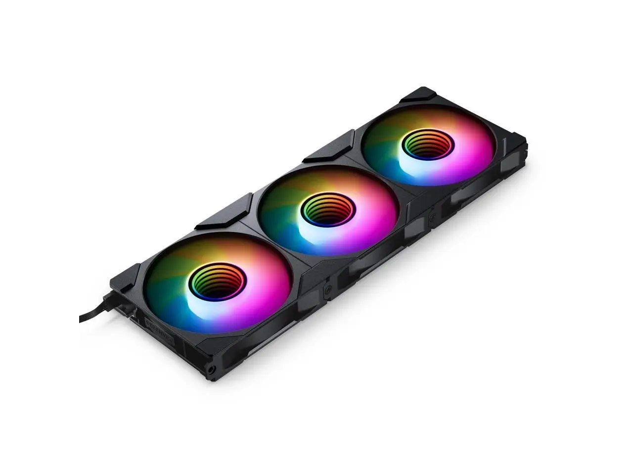 Phanteks M25-120 Gen2 Reversed Blade Triple Pack, 3x 120mm ARGB High Performance Cooling Fans, Daisy-chain Unified Fan Frame, Infinity Mirror hub, single cable connection, Black