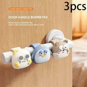 3pcs Door Handle Protector Pads, Silicone Cushions, Prevent Scratches and Noise, Universal Fit for Walls and Furniture