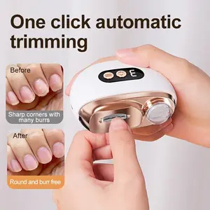 Intelligent electric nail clipper 2-in-1 polishing nail trimmer, USB charging, 500mAh battery, with anti cutting, polishing, and lighting functions, perfect for manicure, nail art, filing, polishing, and shaping, making it the perfect gift for gifting