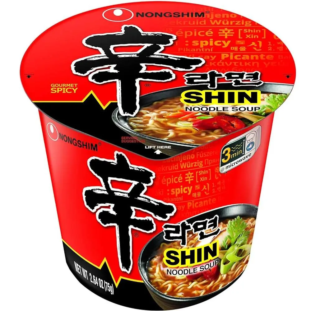 Nongshim Shin Classic Instant Ramen Cup, Pantry Staple Food Item