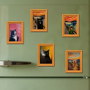 1PC  Cute Cat Refrigerator Magnets, Adorable Black & White Cat Design with Pink Accents, Durable Bamboo Material, Perfect for Home & Office Decor, Holiday Gifts, and Kitchen Accessories, Cat Accessories, Fridge Magnet