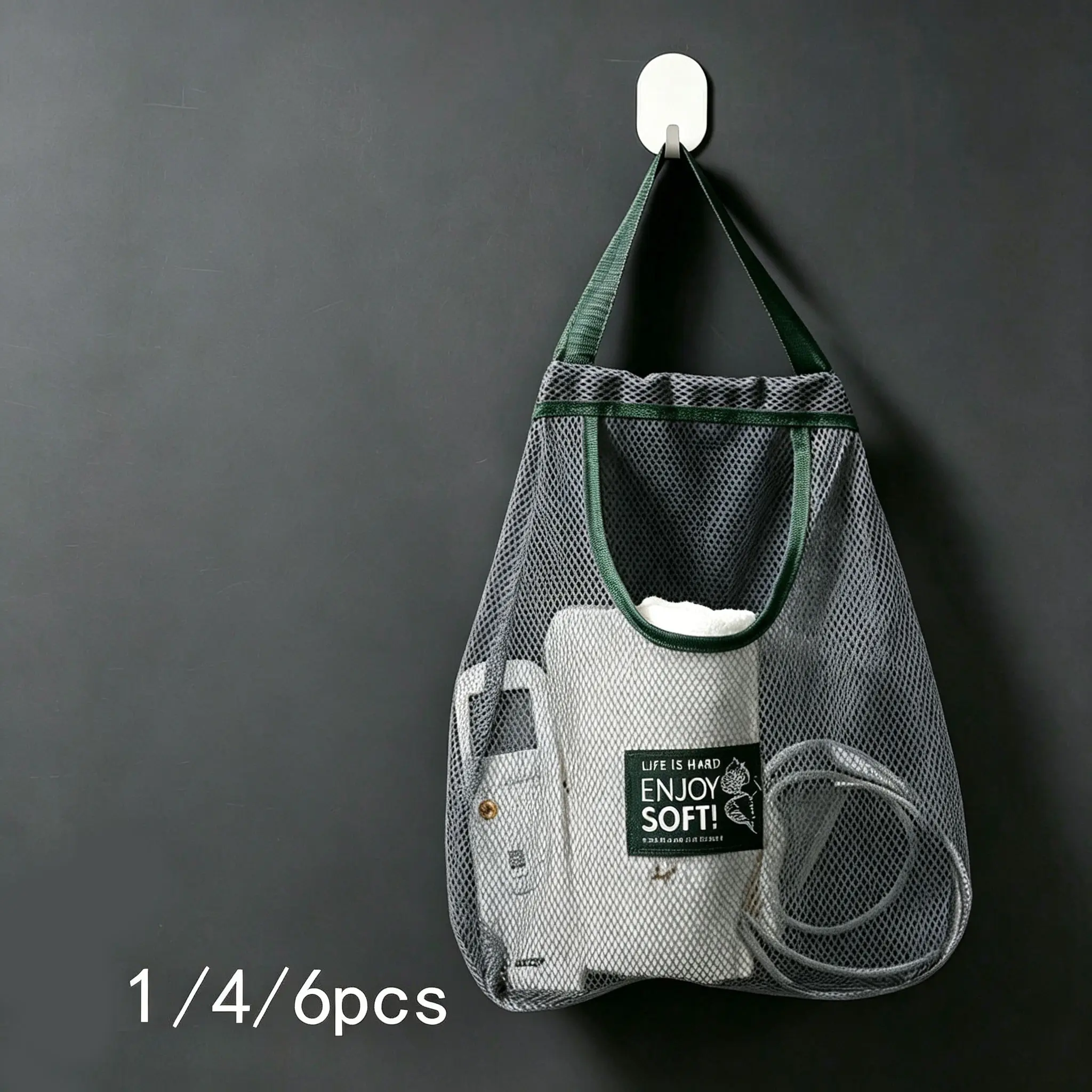 Portable Shower Caddy Bag, Mesh Clear Wash Bag, Durable Toiletries Basket, Quick Dry Cosmetic Tote, for College Dorm, Gym, Camp