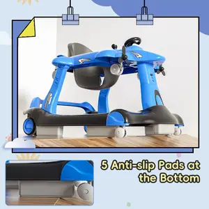 6-In-1 Baby Walker - Foldable Activity Walker with Adjustable Height, Speed, Music, Lights, Anti-Rollover, Suitable for Boys & Girls 6-18 Months