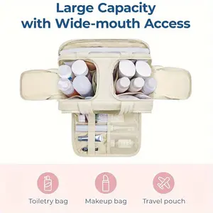 4 in 1 Toiletry Bag, Large Capacity Travel Organizer with 4 Compartments, Multifunctional Toiletry Bag for Women & Girls