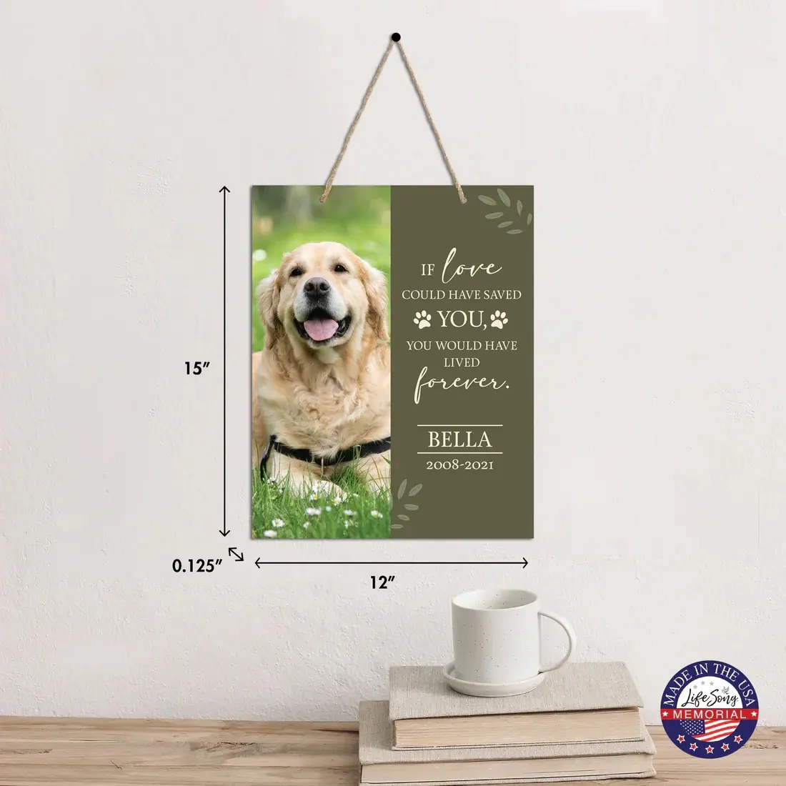 Personalized Pet Lovers Memorial Wall Plaque Wooden Hangable Ornaments for Dog Loss Cat Memorial | Puppy Kittens Sympathy Gift Decor | If Love Could