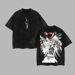 [NeoTokyoStatic] Ichigo Hollow Form Bleach Anime Retro Unisex Acid Washed T-Shirt, Hoodie, 100% Heavy Cotton Bleach 2026 Oversized Unisex Anime Merch, Soft Cotton Streetwear Clothes, Unisex Manga Apparel, Gift for Anime Fans