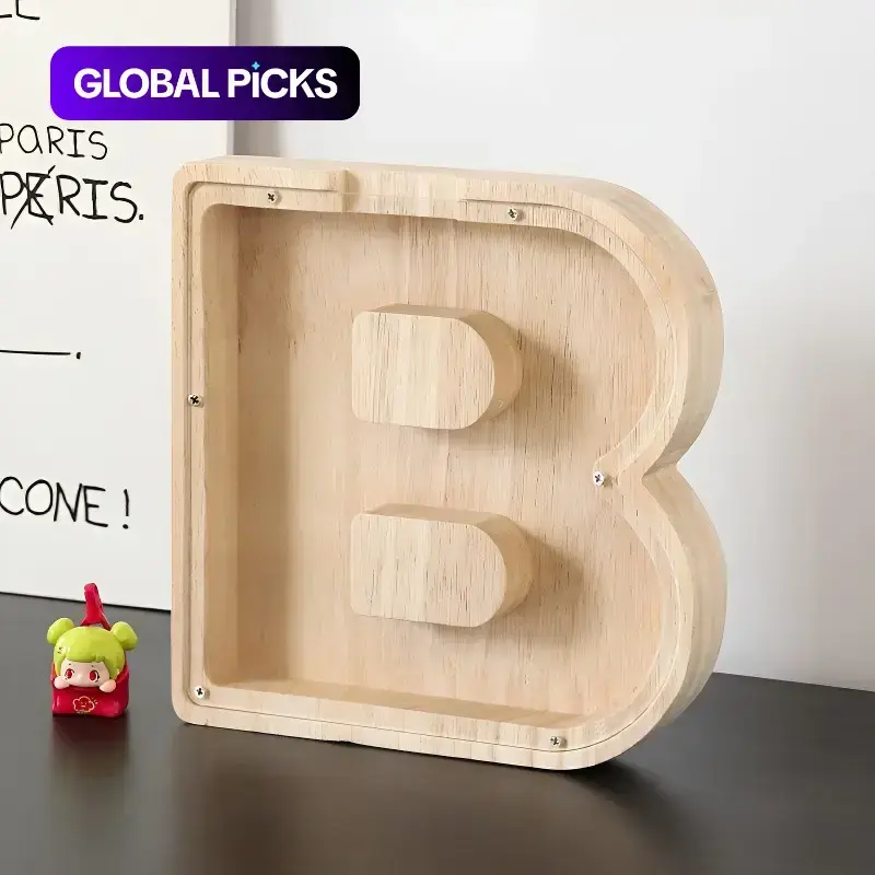 DIY Letter Piggy Bank, Wooden Alphabet Money Box A-Z, Personalized Savings Bank with Clear Acrylic Window, Creative Coin Holder for Children, Fun Saving Habit Toy, Birthday Gift, Room Decor, Educational Money Saving Activity