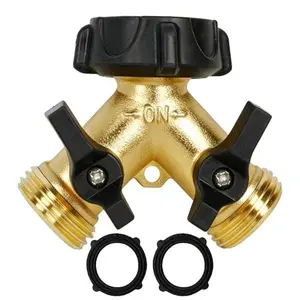 Garden Hose Splitter 2 Way, 3/4 Inch Hose Connector Tap Splitter, Hose Y Splitter, Hose Spigot Adapter 2 Valves with Extra Rubber Washers