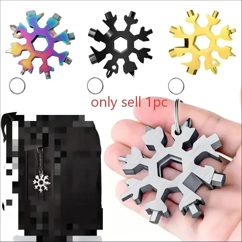 18-In-1 Snowflake Multi-Tool, Multifunctional Tool, Multitool, Stainless Steel Portable Wrench, All-In-One Screwdriver & Bottle Opener, Must-Have Survival Gadget