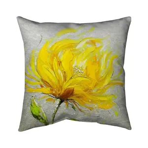 360 Stand Poly Twill Throw Pillow - 26x26 in, Yellow, Fluffy Texture, Flower Print, Soft Contemporary Home Decor Soft Furnishing (Model 5543-2626-FL69), Bright-Colored Standard Pillows