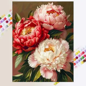 Flower Pattern DIY Diamond Arts Colorful Painting Kit, 1 Set 5D Handmade Art Crafts without Frame for Beginners, Wall Art Decor for Home