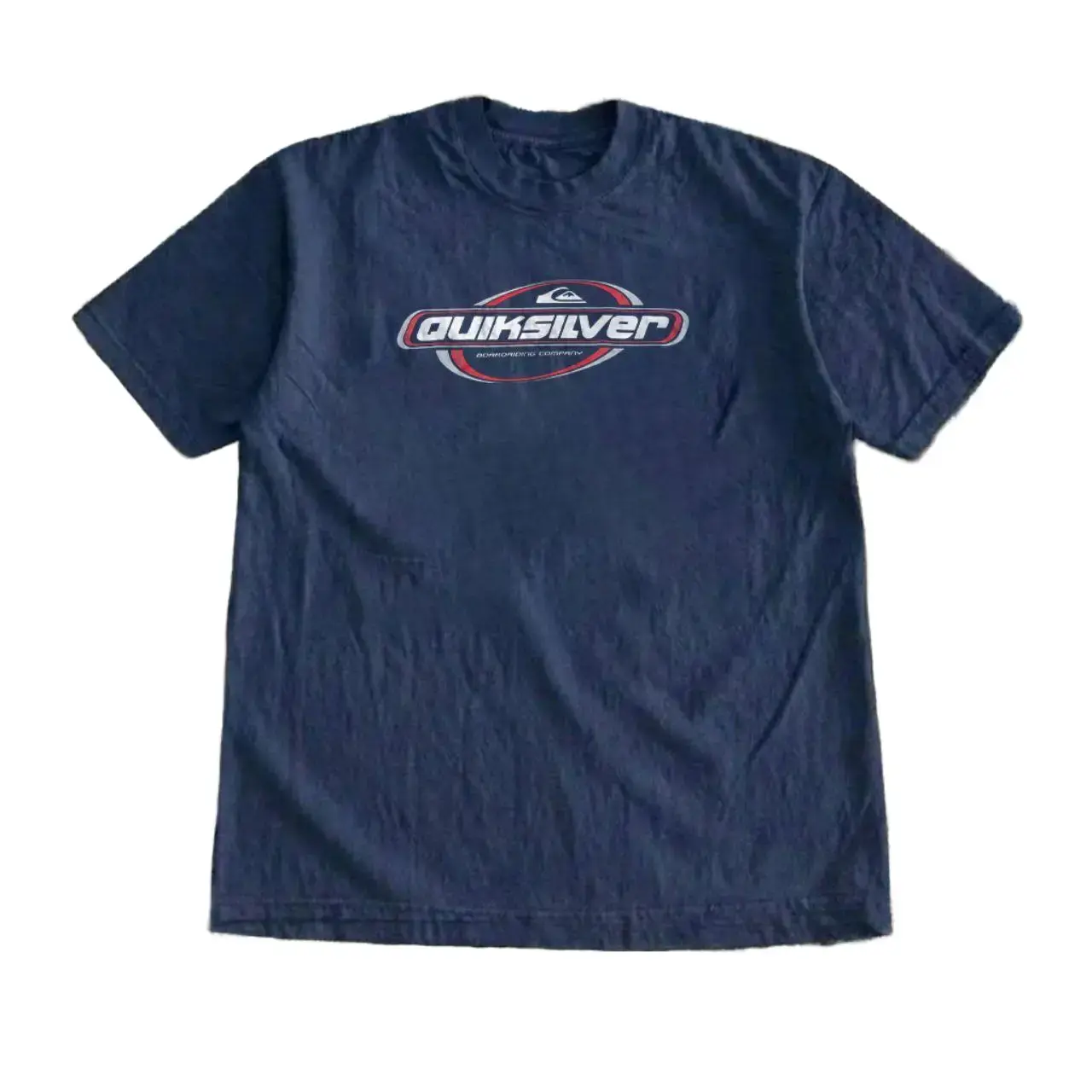 Vintage Style Quiksilver Boardriding Company Navy Blue T-shirt, 90s Surf Style Oval Tech Tee, Unisex Navy Cotton Oversized Casual Streetwear Shirt
