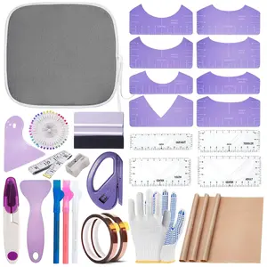 Shirts Tool Kits for Vinyl Alignment,Pad for Ironing,T-Shirt Guide and Teflon Sheet for Heat Press HTV Vinyl Center Designs,Craft Sewing Accessories