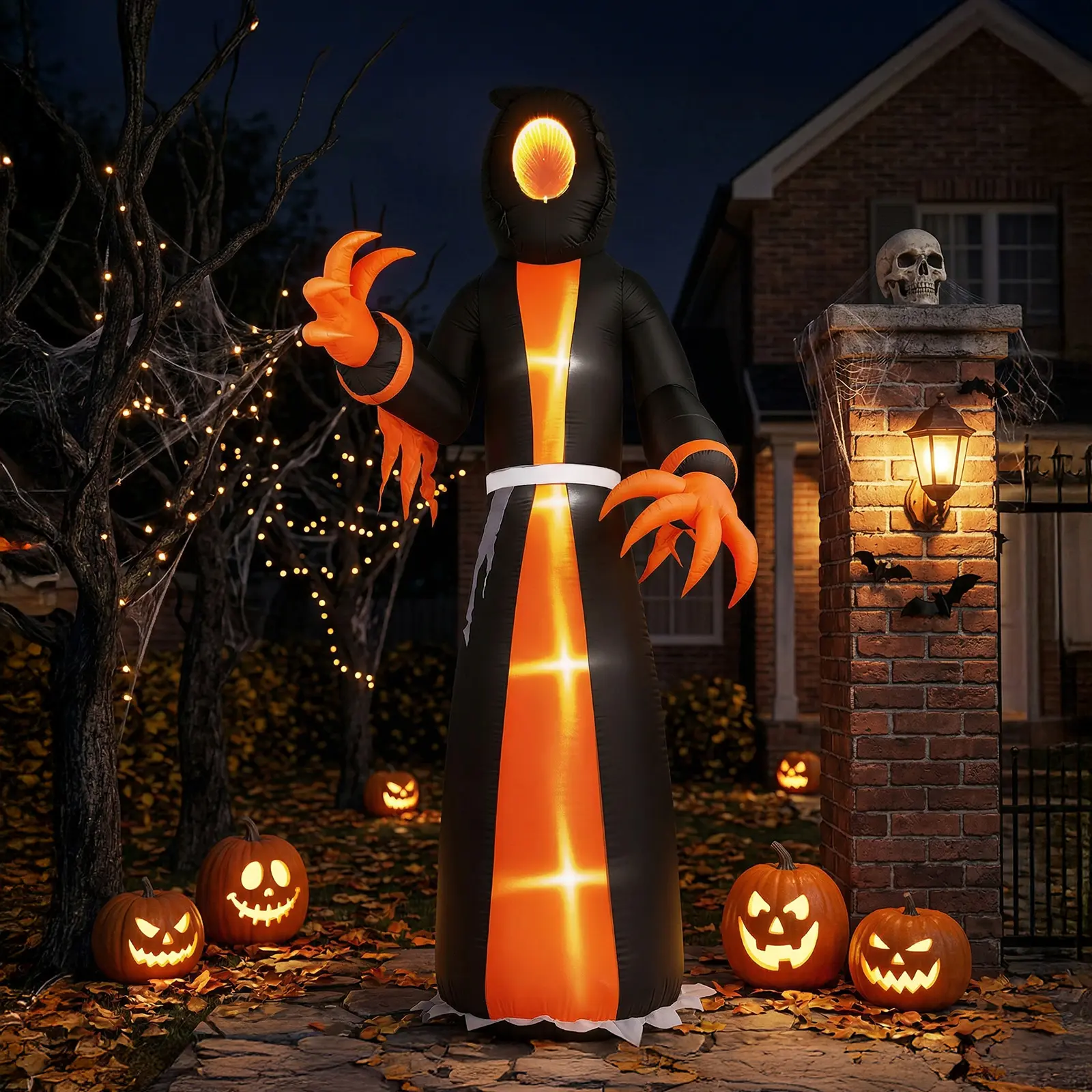 VINGLI Halloween Inflatable 12FT Pumpkin Reaper with LED Lights, Spooky Blow Up Outdoor Yard Decoration VINGLI Halloween Inflatable 12FT Pumpkin Reaper with LED Lights, Spooky Blow Up Outdoor Yard Decoration