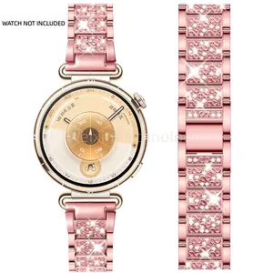 Metal strap with adjustable replacement strap compatible with Huawei Watch GT6 41mm/GT5 Pro 42mm/GT5 41mm, also compatible with Garmin Venu 3S Diamond Metal Strap Smart Watch Accessories (18mm/Black) Smartwatch Strap Women's Strap 1 piece