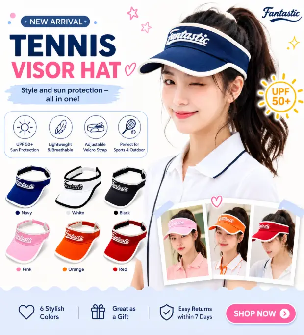 Breathable Unisex Tennis Golf Visor – Adjustable UPF 50+ Sun Protection Hat for Sports, Beach & Casual Outdoor Wear