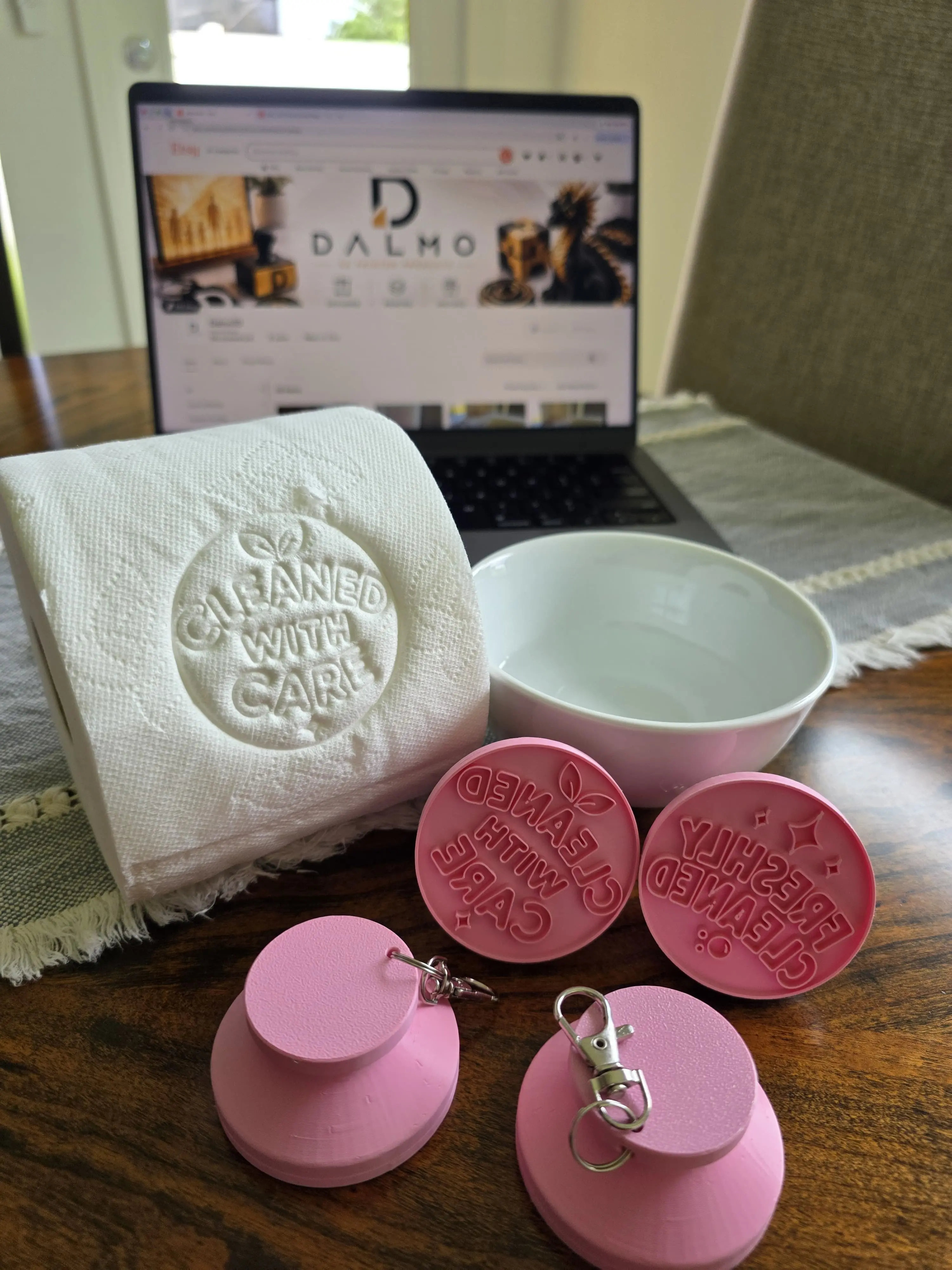 Essential Toilet Paper Embossing Stamp Kit | Set of 4 Professional Cleaning Stamps | 3D Printed for House Cleaners & Maid Services