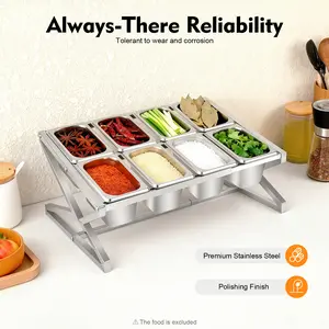 Expandable Spice Rack Organizer for Cabinet, Adjustable 2-Tier Stainless Steel Seasoning Shelf, Kitchen Pantry Storage Rack (Holds 8-10 Pans)