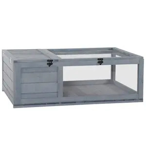 Gray Wooden Reptile Terrarium with Top Access - For Turtles, Lizards, Snakes - Ideal for Living Room, Reptile Room, Easy Feeding, UV Lighting Setup, Secure Housing