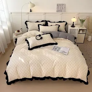 Polka Dot Pattern Bedding Set, 1 Count Bedspread & Pillowcase without Filler, Soft Comfortable Bedding Set, Decorative Bedsheet Sets for Home Bedroom