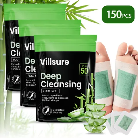 Villsure Deep Cleansing Foot Pads - 3 Packs | Stock Up & Save Big on Natural Foot Care | Tourmaline, Aloe, Sea Salt Infused Formula | Significantly Improve Sleep, Alleviate Exhaustion, Rejuvenate from Feet Up | Ideal for Whole Family Wellness