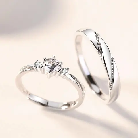 Simple Classic Rhinestone Decorated Couple Ring, Heart Shaped Ring, Matching Rings, Fashion Hand Jewelry for Party, Daily Clothing Decor, Trendy All-match & Exquisite Jewelry for Birthday Gift, Elegant Rhinestone Ring, Beautiful Rings