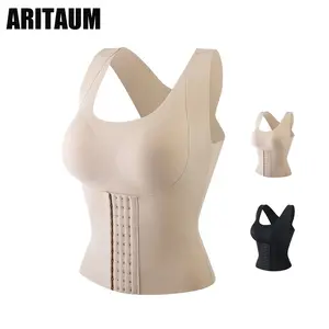 corset firm control body post-surgery recovery upper spine scoliosis sport workout seamless -shaping chest-support bra, waist-slimming, small-bust -shaping, anti-sagging, -correcting sports vest body shaper Women's Sauna Waist Trainer Tank Top solid curvy