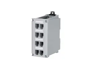 IndustrialNet Mini-Com 8-port DIN Rail Shielded Patch Panel - 8 Port(s) - 8 x RJ-45 - Light Gray - DIN Rail Mountable
