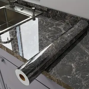 Marble Wallpaper Waterproof Peel and Stick - Heat Resistant Kitchen Backsplash Tile for Countertops Cabinets Easy DIY Home Upgrade