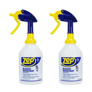 Zep Bleach Resistant Professional Sprayer Bottle 32 oz Pack of 2 ZUPRO2-30 Foot Stream or Fine Mist Adjustable Nozzle Bleach Resistant for Up to a Year