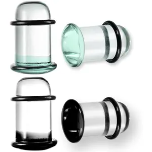 4pcs Glass Ear Plugs Dead Stretching Kit, 14g-1/2in, 0.5mm Increments Ear Gauges for Stretched Ears, Hypoallergenic, Comfy Pain-Free Domed Ear Stretching Kit with Rings