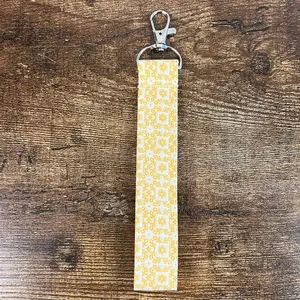 Light Yellow Geometric Fabric Keychain Wristlet Light Yellow Geometric Fabric Keychain Wristlet