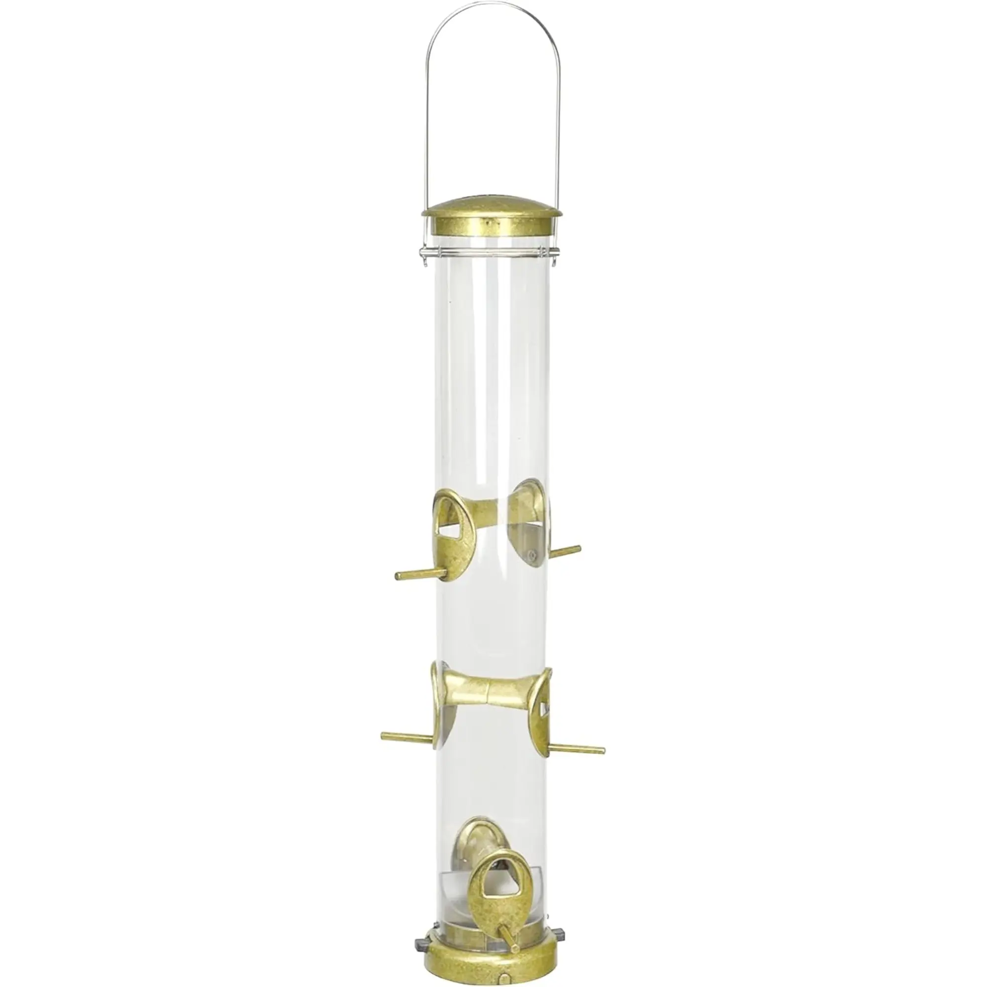 Aspects Quick-Clean Seed Tube Bird Feeder, Large, Brass, 1.75qt Capacity