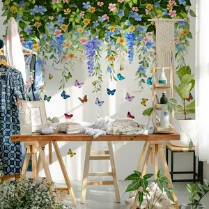 Leaf & Butterfly Pattern Wall Sticker, Self Adhesive Wall Decal, Decorative Sticker for Home Living Room Bedroom, Graphic Decal