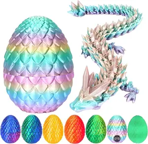 12-Inch 3D Printed Dragon Egg Random Surprise Set, Mythical Fidget Egg with Dragon Inside, Home Decor Statue for Birthday Parties (Rainbow Color)