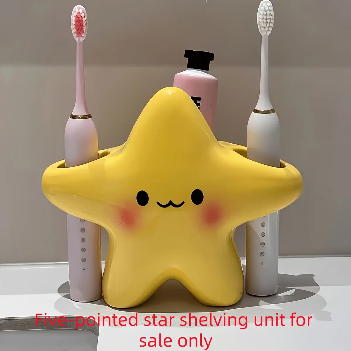 Large Creative Star Design Toothbrush Holder, Cute Smile Shape, Durable Structure, Space-Saving Bathroom Storage Box, for Electric/manual Toothbrushes, Toothbrush Organizer, Toothbrush Holders For Bathrooms