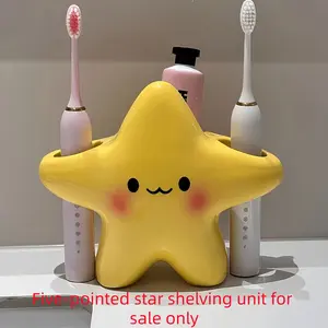 Large Creative Star Design Toothbrush Holder, Cute Smile Shape, Durable Structure, Space-Saving Bathroom Storage Box, for Electric/manual Toothbrushes, Toothbrush Organizer