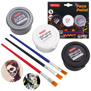 COLORARTS Gothic Halloween Makeup Set Black White Gray Waterproof Face Body Paint with 3 Brushes Professional Special Effects for Cosplay Party Looks  Cosmetic